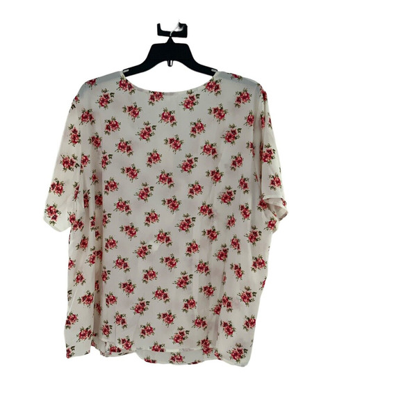 Pleione Blouse Womens Plus Size 3X Short Sleeve Floral Print Faux Wrap Neckline - Picture 5 of 12